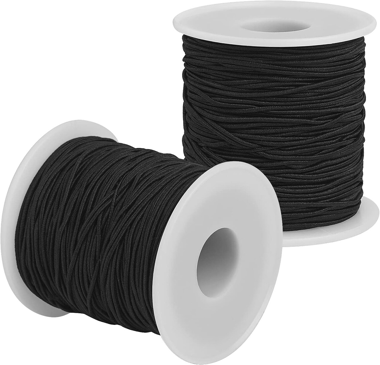 Elastic String for Bracelets Making - 2 Rolls 1.2MM Black Elastic Cord Total 109 Yards, Sturdy Stretchy Bracelet String Elastic String for Jewelry Making, Necklaces, Beading